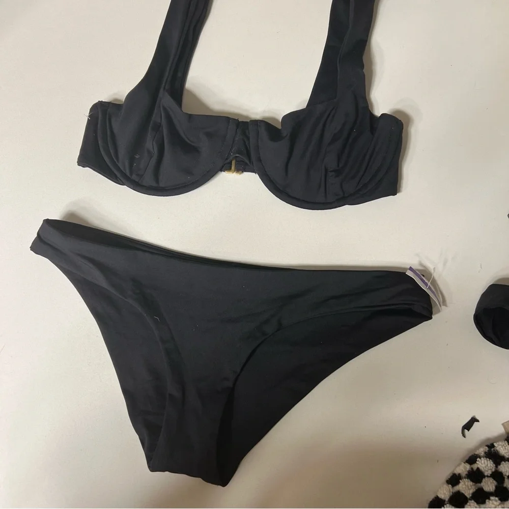 L*Space Tori Black Bikini top with Sandy Bottoms.